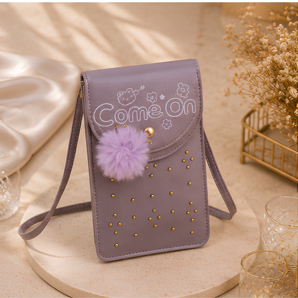 Rosé Charm Embellished Mobile Sling Bag