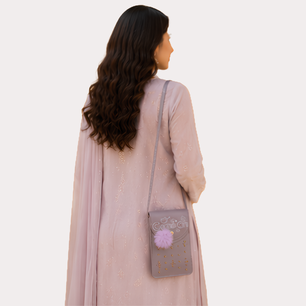 Rosé Charm Embellished Mobile Sling Bag